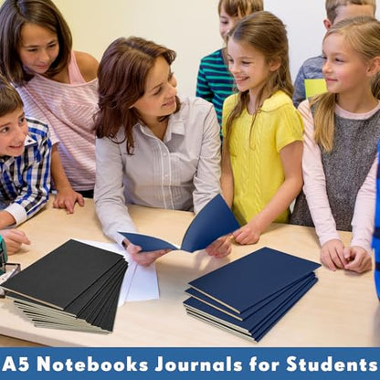 100 Pcs Journals Notebooks Bulk - Kraft Softcover A5 Small Notebooks 5.5 Inch x 8.3 Inch Notepads with 60 Page 30 Sheet for Writing Sketch Travel Office Supplies(Black, Navy,Lined) - color: Black, Navy, style: Lined