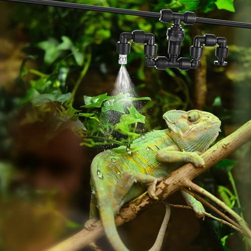 13 Pack 1/4" Dual-Head Reptile Mister System Reptile Mister Nozzle Kit,360 Degree Adjustable 1/4 Misting Nozzle Parts Quick Connect Fittings for Aquarium,Vivarium,Plants, Amphibians - size: Dual-Head