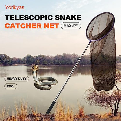 Yorikyas Snake Catcher Net Telescopic Pole | for Reptile Grabber Rattle Snake Moving and Catching