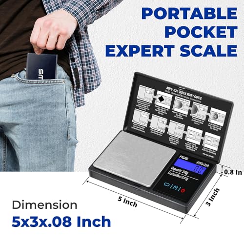 American Weigh Scales 220g x 0.01g Digital Pocket Weight Scale | Precision Digital Scale LCD Screen Accurately Measures Jewelry Gemstone Coins, Small Pocket Food Scale, Electronic Medicine Lab Scale - color: Black, size: 220g x 0.01g