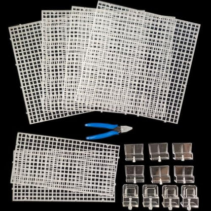 Aquarium Cover Kit, 6 Customizable Plastic Grid Aquarium Lid with 0.35Inch Hole, 10 Clips & Cutter, Fish Tank Hood Terrarium Turtle Tank Top Cover Jump Guard for Most Tanks