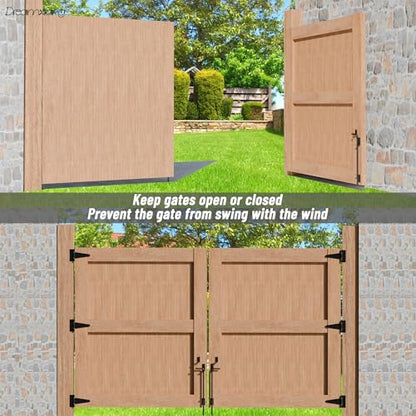 24" Heavy Duty Extra Thick Cane Bolt Gate Drop Rod Hardware Ground Latch for Wood PVC Vinyl Metal Fences Gates, Double Doors, Black Solid Steel-2 Pack - color: 24 Inch