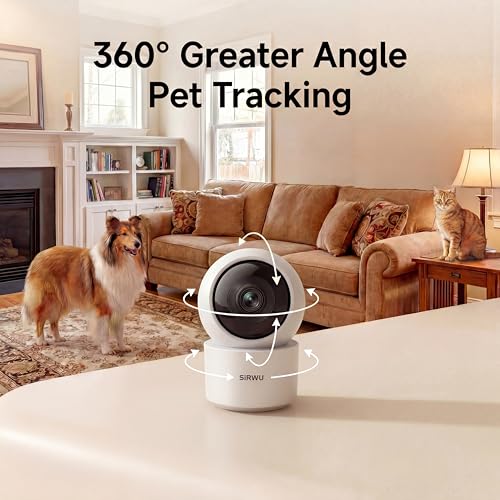 AI Pet Camera Indoor, Multi-Pet Recognition for Up to 6 Pets, 2K 3MP Dog & Cat Camera with 360° Auto Tracking, AI Daily Summaries, Night Vision, 2-Way Audio, 2.4/5GHz WiFi - color: White