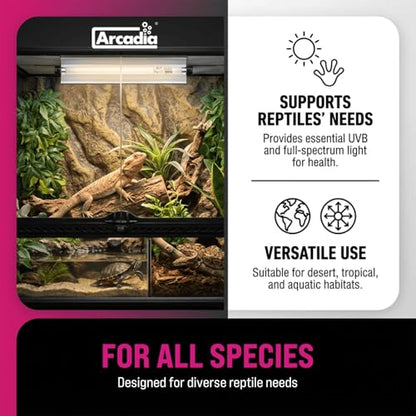Arcadia T5 UVB Reptile Light Fixture Kit 12" Long 8 Watts 7% UVB ShadeDweller – Complete UVB Light for Reptiles, Turtles, Snake, Bearded Dragon Lamp, Long Lasting Easy to Use Professional Lighting