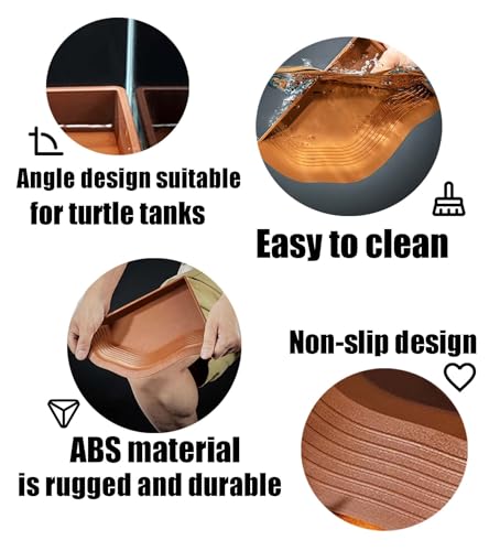 Turtle Water Dish with Ramp, Reptile Pool & Accessories | Turtle water dish with built-in ramp, soaking pool, and food bowl. Pet-safe resin, non-slip base, easy to clean for reptiles.