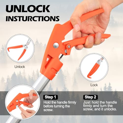 Snake Grabber Tool, 62” Professional Aluminum Alloy Telescopic Rattle Snake Tongs, Reptile Grabber Snake Catcher Wide Jaw Handling Tool with Lock