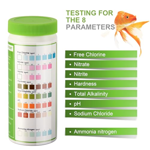 AAwipes Aquarium Ammonia Test Strips 8-in-1 |100 Strips | Quick & Accurate Water Testing for Freshwater & Saltwater Tanks -Test pH, Sodium Chloride, Alkalinity, Hardness, Chlorine etc. (K02-100) - color: 100 Strips
