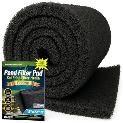Aquatic Experts Classic Koi Pond Filter Pad COARSE – Bulk Roll Pond Filter Media, Rigid Ultra-Durable Latex Coated Fish Pond Filter Material US (12" x 72", Coarse (Black)) - size: 12" x 72"