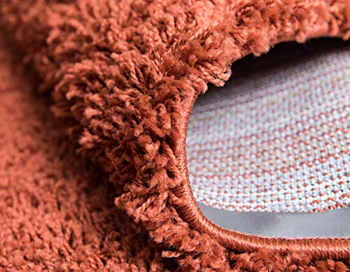 Unique Loom Solid Shag Collection Area Rug (2' 6" x 13' 1" Runner, Terracotta) - color: Terracotta, size: 2'6" x 13'1" (Runner)