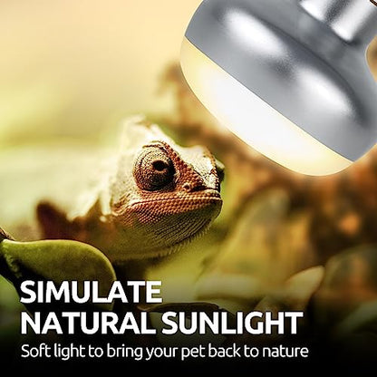 REPTI ZOO Reptile Heat Lamp Bulb and UVB 10.0 Reptile Light Combo Pack, 100W Intense Basking Spot Light UVA Heat Lamp Bulb, 26W Energy Saving UVA UVB Bulb Spiral Compact Bulb - size: CBL06