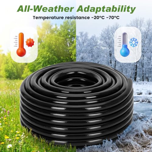 1/2 Inch Drip Irrigation Tubing, 50FT Main Line Hose Tube, Flexible PVC Irrigation Hose for Raised Beds, Greenhouse, Vegetable Gardens and Yard Watering System（Black) - size: 50 FT 1/2" Main Tubing