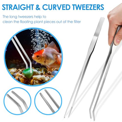 Gutsdoor Aquascape Tools Aquarium Kit, 4PCS Long Aquascaping Tools Stainless Steel Aquatic Plants Set for Fish Tank, Aquarium Plant Trimming