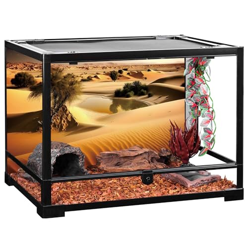 AWERT 48x18 inches Oasis Reptile Habitat Background Blue Sky Sun and Desert Terrarium Background Polyester Background - size: 48x18in/120x45cm