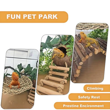 TEICCI Bearded Dragon Tank Accessories Set,10-Piece Kit Leopard Gecko Tank Accessories with Bearded Dragon Hammock, Large Reptile Bridge Hammock,Decor Suitable for Lizards, Geckos, and Chameleons