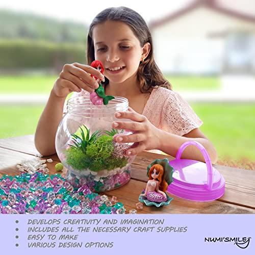 Make Your Own Light-Up Mermaid Terrarium Kit for Kids, Mermaid Gifts for Girls Ages 4 5 6 7 8 9 10 Years and up, DIY Mini Garden Nightlight Project, Arts and Crafts for Kids, Mermaid Toys for Girls - style: Mermaid