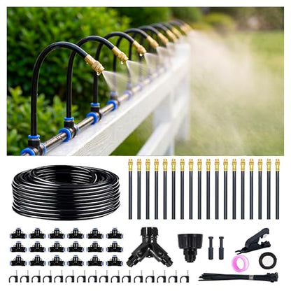 Thiswing 100FT 360° Adjustable Irrigation System for Garden | 1/4" Tubing, Automatic Watering Misting System with 18 Nozzles, Sprinkler for Garden, Yard, Lawn and Outdoor Plants - size: 100 FT