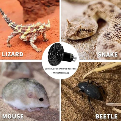 150W Reptile Heat Lamp(2 Packs)-Ceramic Heat Emitter for Reptiles Amphibian Pet Brooders Chicken Incubation, and Terrariums Turtle Lizard Bearded Dragon Snake E26 - size: 85-150W