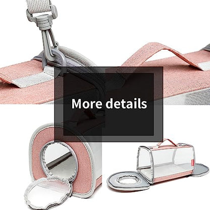 Guinea Pig Carrier Travel Small Animal Bag Lizard Bird Rabbit Cage Squirrel Breathable Bag Portable Hamster Pet Hangbag (Small, Pink) - color: pink, size: Small