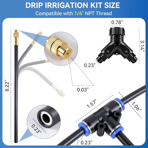 Drip Irrigation System 100FT 1/4" (17PCS Nozzles) for Garden, 83 PCS Leak-Proof Garden Watering System, 360° Adjustable Automatic Plant Water Kit for Raised Beds, Greenhouse, Lawn, Patio, Yard