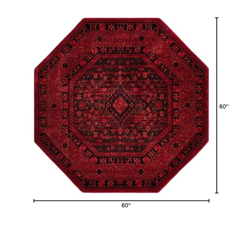 Unique Loom Tekke Collection Area Rug - Sheibani (5' Octagon, Red/ Black) - size: 5'3" x 5'3" (Octagonal)