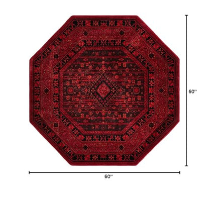 Unique Loom Tekke Collection Area Rug - Sheibani (5' Octagon, Red/ Black) - size: 5'3" x 5'3" (Octagonal)