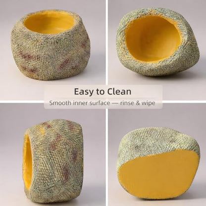 Small Snake Soak Bowl, Resin Reptile Water Dish, 1.3 lb Rock Look | 2-in-1 Drink & Soak, Smooth Basin, Textured Exterior, 4.72 x 3.35 in, Hatchlings & Juveniles