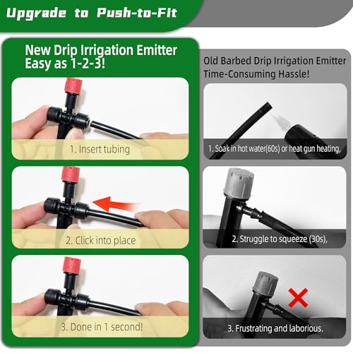 10PCS Push-to-Connect Drip Irrigation Emitters for 1/4 inch Irrigation Tubing, Two-Way Connection Adjustable Drip Emitter Sprayer with Stake, Irrigation Dripper Sprinklers for Drip Irrigation System - size: 10PCS Two-Way Drip Irrigation Emitters Sprayer