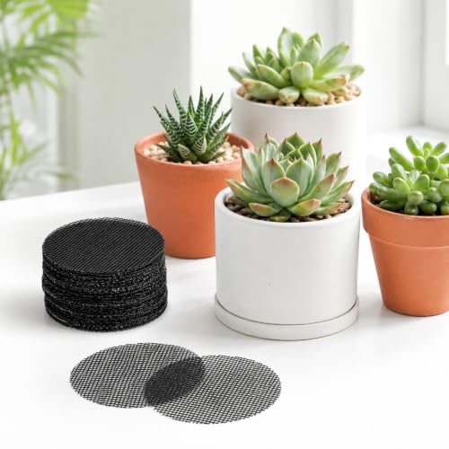 200 Pcs Plant Pot Hole Mesh Pad Mesh for Plant Drainage Meshes Round | Mesh Bonsai, Bottom Grid Mat Screen Cover Pad, Substrate Barrier Meshes, for Plant Terrarium Potting Mats, Prevent Soil Loss