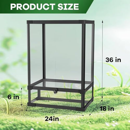 67 Gallon Reptile Tall Glass Terrarium 36" X 18" X 24" - Anti-Escape Design, Dual-Climate Water-Tight Base for Easy Maintenance,Reptile Enclosure with Top Screen Ventilation - size: 67 Gallon-T