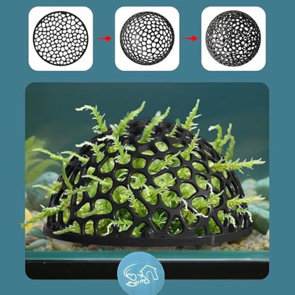 2-Pack Black Shrimp Hideouts, Aquarium Shrimp Hide, Hollow Half-Sphere Aquarium Caves, Fish Tank Porous Cave Shelter Hideout Ornament for Aquarium Small Fish Shrimp Habitat Rest