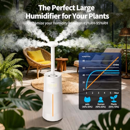 Humidifier for Large Room-6.3Gal Cool Mist, Top Fill,3000ft²,Beige | Commercial Humidifier with 4X Atomizers,1500mL/h Mist Output with Auto Mode,40H Runtime,Quiet Humidifiers for Bedroom & Plant - color: Beige