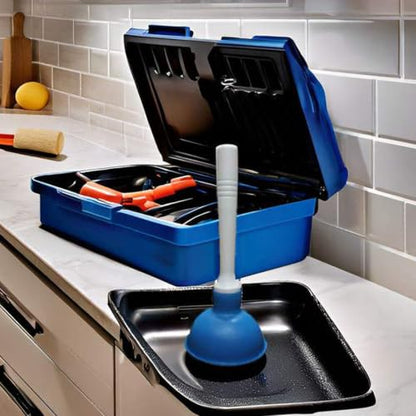 Drain Plunger, Mini Sink Unclogger, Small 4-Inch Clog Remover | Rubber Cup Hand Plumber Helper, Force Tiny Compact Tool with 9" Short Handle for Kitchen Bathroom, Toilet, Shower, Bath Tub - color: Blue