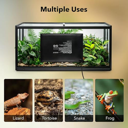 BN-LINK Durable Reptile Heating Pad 8" X 12" with Digital Thermostat Under Tank Heater Terrarium Warmer Combo Set for Turtles, Lizards, Frogs, and Other Reptiles - size: 8" X 12" with Thermostat