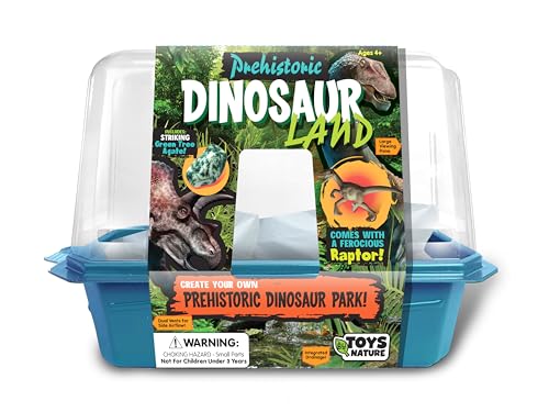 Toys By Nature Miniature Worlds Prehistoric Fern Garden Terrarium Starter Kit with Dinosaur Figure, Complete Supplies to Grow Year-Round Blooms! Indoor Miniature Garden (Prehistoric Dinosaur Land) - style: Prehistoric Dinosaur Land