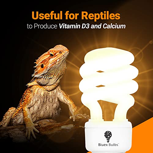 Bluex Bulbs 2 Pack 13-Watt Reptile Light - Intense UVA/UVB, 15.0 UVB, Compact Florescent, Suitable for Desert Reptiles & Amphibians, Promotes Natural Behavior, CFL Bulb - style: UVB 15.0