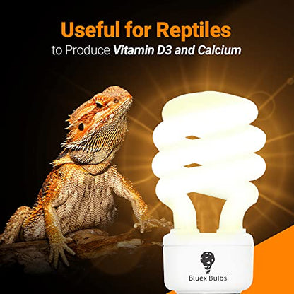 Bluex Bulbs 2 Pack 13-Watt Reptile Light - Intense UVA/UVB, 15.0 UVB, Compact Florescent, Suitable for Desert Reptiles & Amphibians, Promotes Natural Behavior, CFL Bulb - style: UVB 15.0
