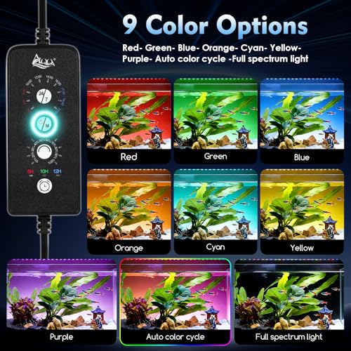 AQQA LED Aquarium Light, 24/7 Mode High Lumen Full Spectrum Fish Tank Light | DIY Mode, Adjustable Timer/Brightness, Extendable Bracket, Memory Function, IP68 Waterproof, Fits for 40–48 Inch Tanks - size: For 40'' - 48'' Tank