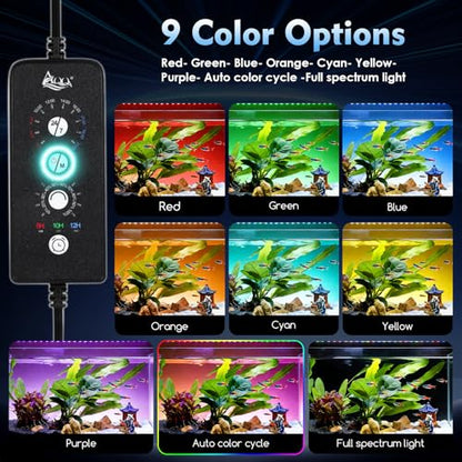 AQQA LED Aquarium Light, 24/7 Mode High Lumen Full Spectrum Fish Tank Light | DIY Mode, Adjustable Timer/Brightness, Extendable Bracket, Memory Function, IP68 Waterproof, Fits for 48–55 Inch Tanks - size: For 48'' - 55'' Tank