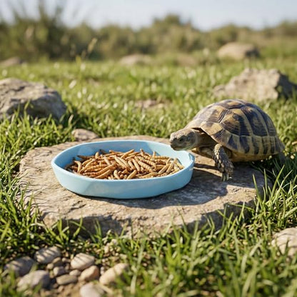 6 Pack Plastic Water Feeder Bowl Small Reptile Food Dish Bowl Reusable Worm Water Dish Plate Small Reptile Feeding Dishes for Lizard Gecko Bearded Dragon Chameleon Hermit Crabs 4" W x 4" D x 0.5" H