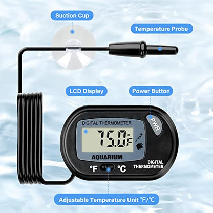 iPower 4 by 7-Inch Reptile Heat Mat with Temperature Adjustable Controller Knob, LCD Digital Aquarium Thermometer, Under Tank Warmer Terrarium Heat Pad for Reptiles and Amphibians - size: 4 X 7 Inch, style: Pad with Adjust Knob+ Thermometer