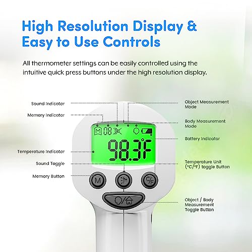 Medical Grade FSA-HSA Eligible Heavy Duty Touchless Infrared Forehead Thermometer, for Adults & Baby Digital Thermometer Gun, 1s Instant Results