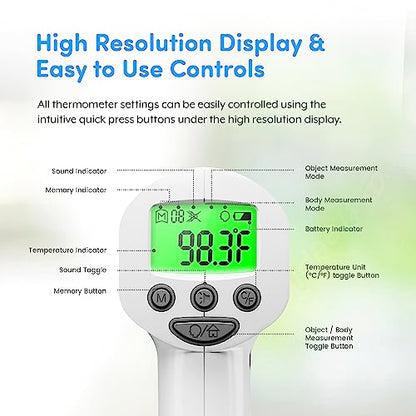 Medical Grade FSA-HSA Eligible Heavy Duty Touchless Infrared Forehead Thermometer, for Adults & Baby Digital Thermometer Gun, 1s Instant Results