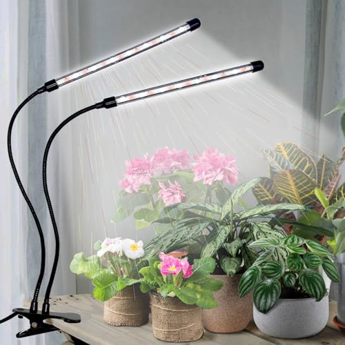 LEOTER Grow Lights for Indoor Plants - 84 LED Full Spectrum Clip Plant Growing Light (2 Heads Light) - size: 2 heads light