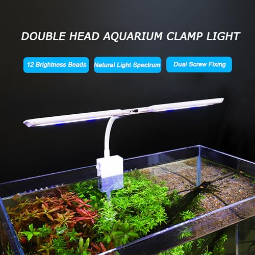 LED Aquarium Light Full Spectrum Clip Fish Tank Light Plants Light 360° Adjustable 2 Light Bar Super-Bright 13.2W Suitable for 20-75 Gal Fish Tank - size: 13.2W For 20-50 Gal Fish Tank