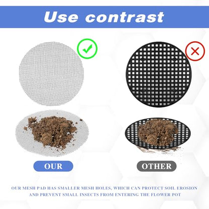 20 Pcs Flower Pot Hole Mesh Pad, 4 Inch Round Bonsai Pots Bottom Grid Mat Keep Soil from Flowing Away Plant Pot Drainage Mesh Hole Screens for Garden Outdoor Potted Plants