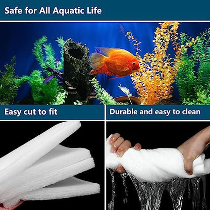 RINOO White Koi Pond Filter Pad Fine Bulk - Cut to Fit - Durable Fish Pond Filter Media - Water Garden Aquariums Filter Material - 39.6" (3.3 ft) x 16" x 3/5" - 4/5" Thickness - 2 Pack - size: 3.3 ft Long 16" Wide - 2 Pack