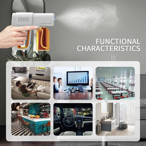 Professional Fogger Machine, 380ml Wireless Nano Sprayer Gun | Rechargeable ULV Atomizer with Blue Light for Touchless Cleaning - color: Orange