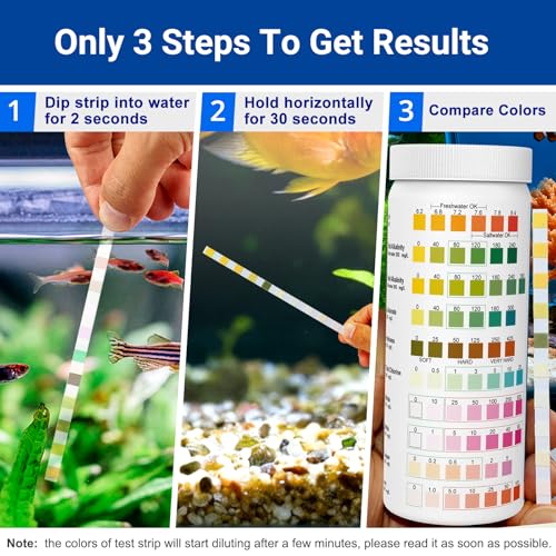 11 in 1 Aquarium Test Strips Kit | Aquarium Ammonia Test Strips | 150 Strips | Quick Accurate Freshwater&Saltwater Fish Tank Water Test Kit for Ammonia,pH,Nitrate,Nitrite,Hardness,Chlorine,Carbonate