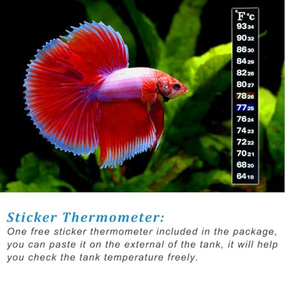 100Watt Aquarium Heater for 15-25 Gallon Fish Tank, Adjustable Submersible Heater Thermostat with Thermometer Strip and Suction Cup