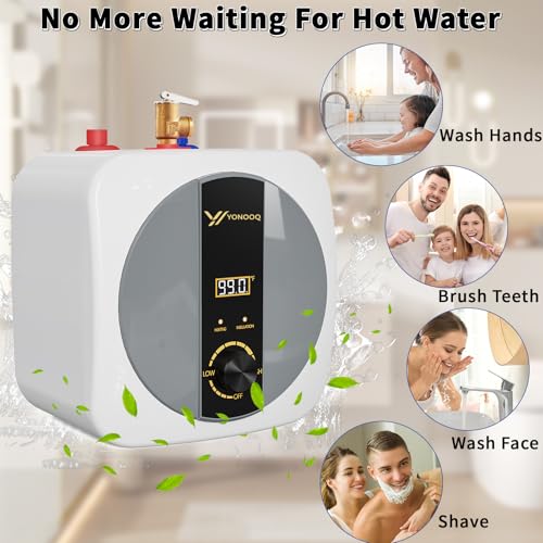 2.5 Gallon Mini Tank Electric Water Heater – 1500W 110V Under Sink Instant Hot Water Heater with Digital Display & Pressure Relief Valve, Compact Space-Saving Design for Kitchen, Bathroom, RV & Camper